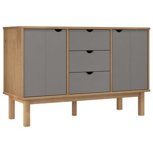 vidaXL Sideboard Brown and grey Solid pine wood, engineered wood