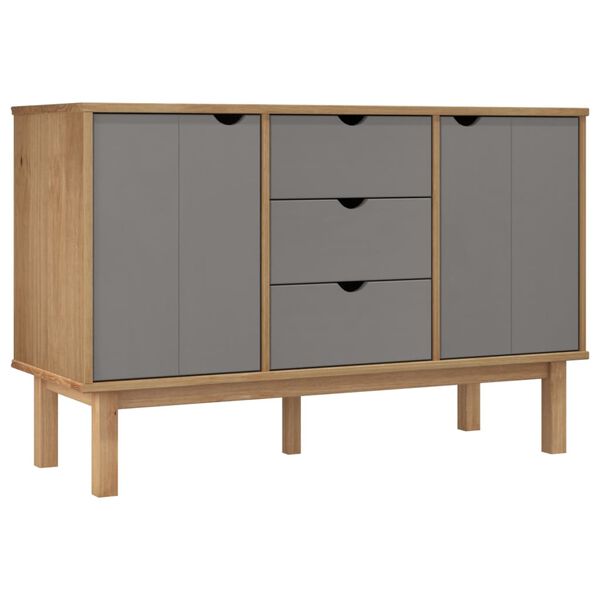 vidaXL Sideboard Brown and grey Solid pine wood, engineered wood