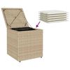 vidaXL Patio Stools with Cushions 2 pcs Beige 15.7x15.7x16.9" Poly Rattan