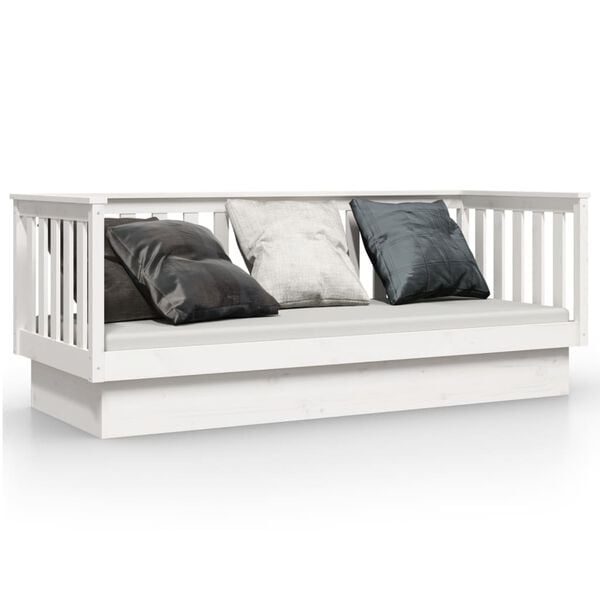 vidaXL Day Bed White Solid pine wood Small Twin Convertible