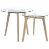 vidaXL Side Table Clear top, Brown legs Sturdy tempered glass top, Oak legs
