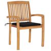vidaXL Stacking Patio Chairs with Cushions 4 pcs Solid Teak Wood