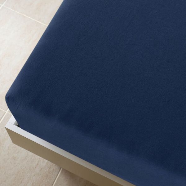 vidaXL Jersey Fitted Sheet Navy Blue 100% Cotton 39.4 x 78.7 in Bedding