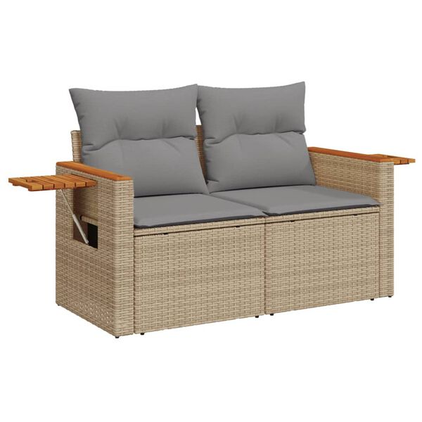 vidaXL Garden Sofa Set Beige PE rattan Large Modular Garden Sofa Set