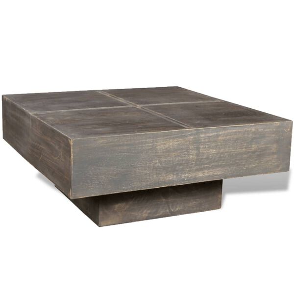 vidaXL Coffee Table Dark brown Solid mango wood Small Decorative Inlays