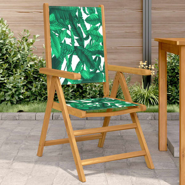 vidaXL Garden Chair Set of 2 Green Solid acacia wood, 100% polyester