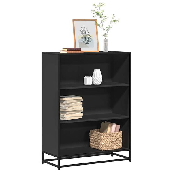 vidaXL Book Cabinet Black Engineered wood, Metal Medium Book Cabinet