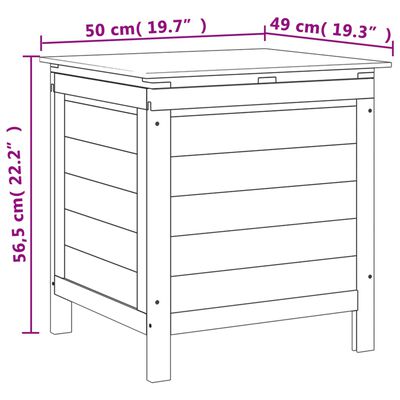 vidaXL Patio Storage Box Brown 19.7"x19.3"x22.2" Solid Wood Fir