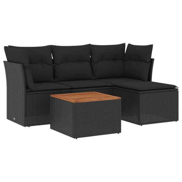 vidaXL Garden Sofa Set Black, Brown