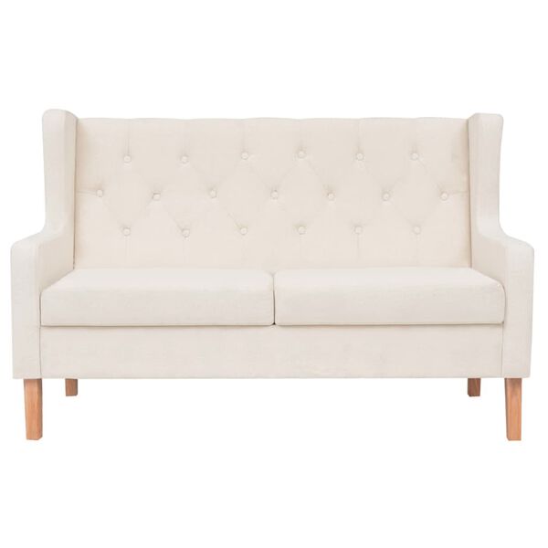 vidaXL Sofa Set Cream White Polyester Fabric, Wooden Frame Standard