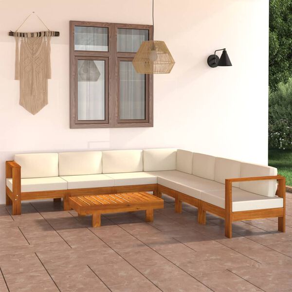 vidaXL Wooden Lounge Set Cream white, Wood