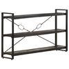 vidaXL Bookcase Black Solid rough mango wood, powder-coated steel Medium