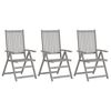 vidaXL Garden Chair Set of 3 Grey Solid acacia wood Standard