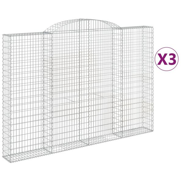 vidaXL Arched Gabion Baskets 3 pcs 118.1x11.8x200/220" Galvanised Iron