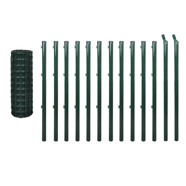 vidaXL Euro Fence Steel 82ftx2.6ft Green
