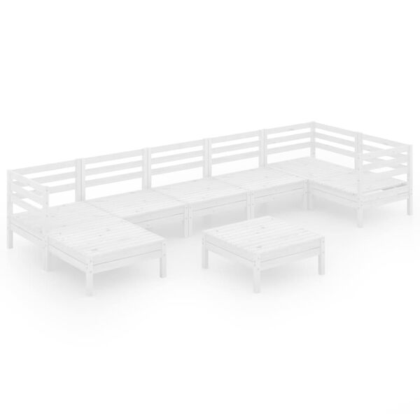 vidaXL Garden Lounge Set White Solid pine wood Large Modular