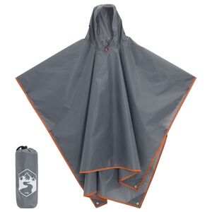 vidaXL Rain Poncho with Hood 2-in-1 Design Gray and Orange 87.8"x57.1"