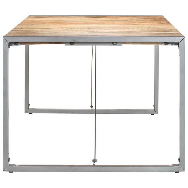 vidaXL Dining Table Brown and Grey Rough Mango Wood and Steel Large