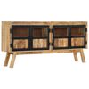 vidaXL Sideboard Brown and Black Solid Mango Wood, Metal Medium