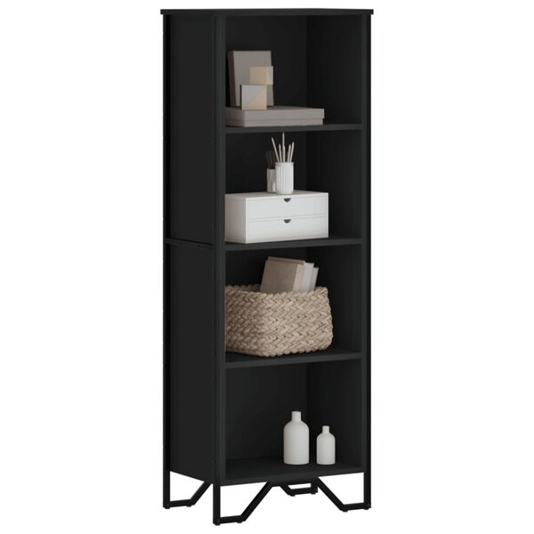 vidaXL Bookcase Black Engineered wood, Metal Medium Modern Bookcase