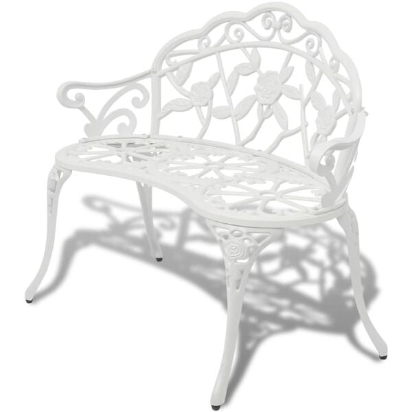 vidaXL Garden Bench White Cast Aluminum and Cast Iron 39.4 in Durable