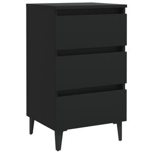 vidaXL Bed Cabinet Black Engineered wood, Metal Compact Bed Cabinet