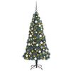 vidaXL Artificial Pre-lit Christmas Tree with Ball Set Green 59.1" PET
