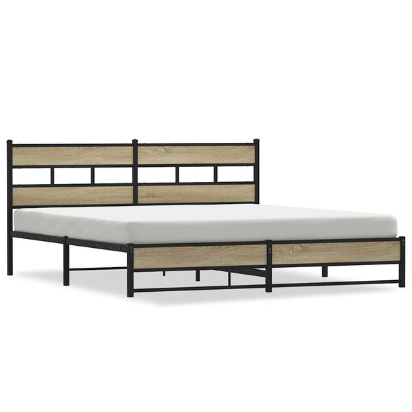 vidaXL Bed Frame Sonoma Oak Steel Super King Bed Frame Rectangular