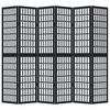 vidaXL Room Divider 6 Panels Black Solid Wood Paulownia