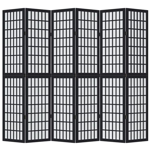 vidaXL Room Divider 6 Panels Black Solid Wood Paulownia