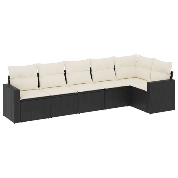 vidaXL Garden Sofa Set Black, Cream white