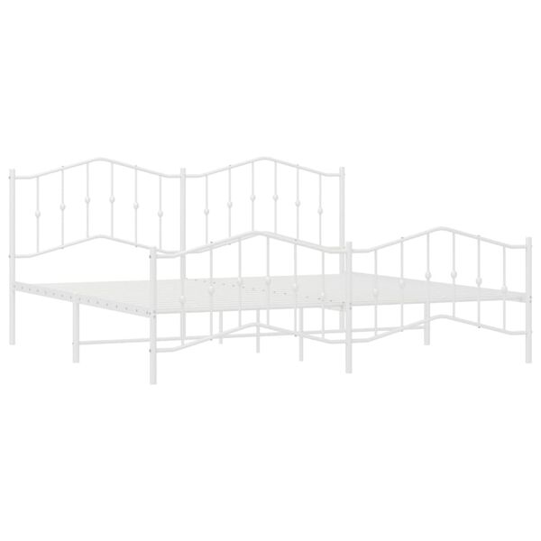 vidaXL Bed Frame White Steel 78.7 x 78.7 in Bed Frame Rectangular
