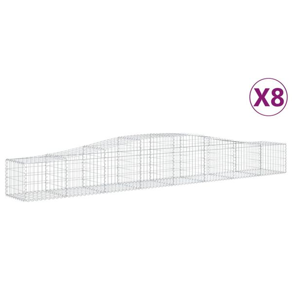 vidaXL Gabion Basket Set of 8 Silver Galvanized iron Medium