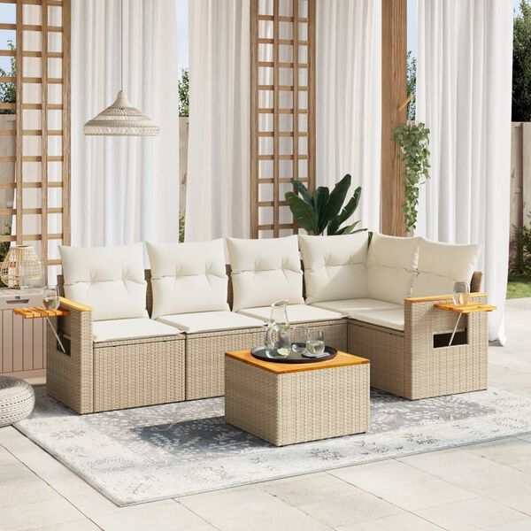 vidaXL Garden Sofa Set Beige, Cream White