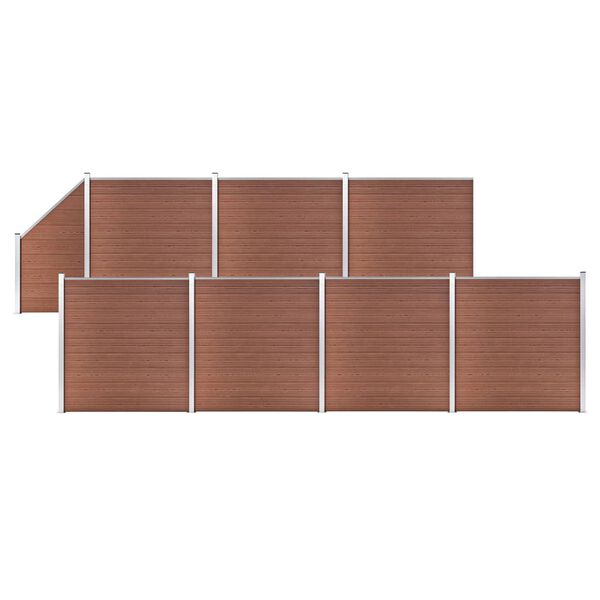 vidaXL WPC Fence Set 7 Square + 1 Slanted 516.1"x73.2" Brown