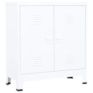 vidaXL Storage Chest White Steel Medium Storage Chest Rectangular