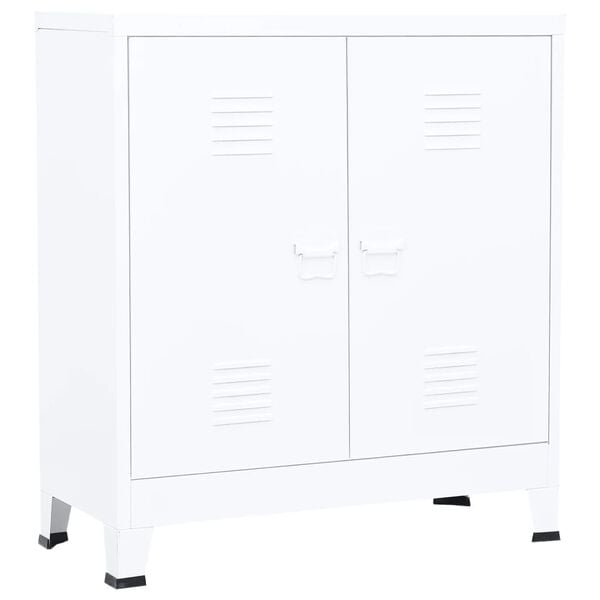 vidaXL Storage Chest White Steel Medium Storage Chest Rectangular