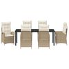 vidaXL Garden Dining Set with Cushion 7 pcs Beige Poly Rattan