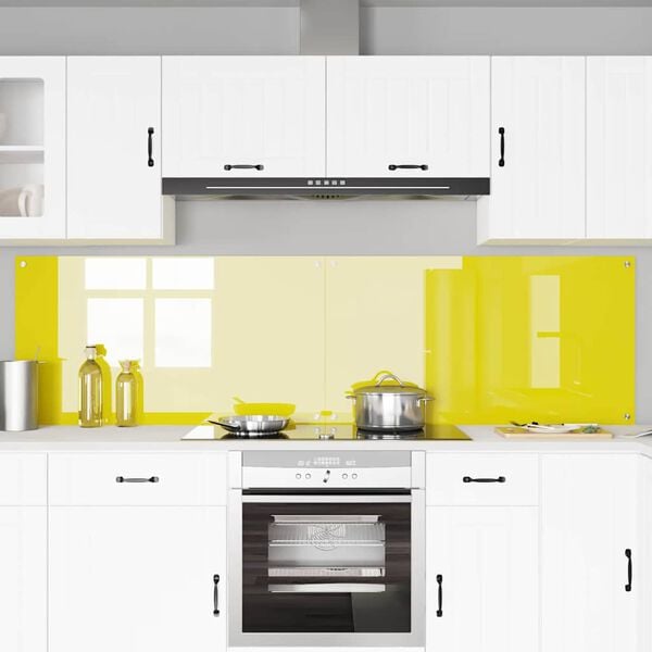 vidaXL Kitchen Backsplash 2 pcs Yellow 43.31 x 23.62 in Tempered Glass