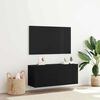 vidaXL TV Cabinet Set Wall-mounted Black Oak 39.37 x 11.81 x 16.14 in