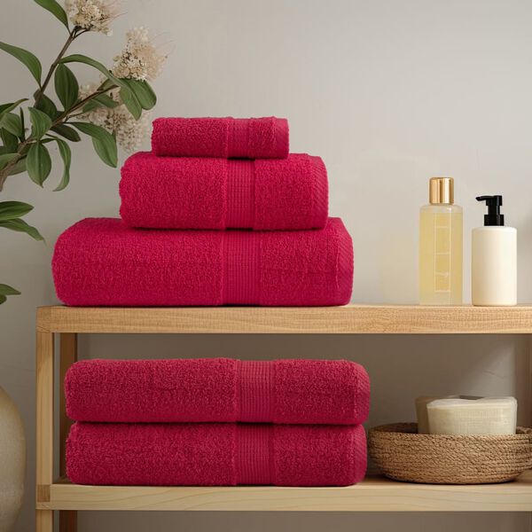vidaXL Bath Towel Set of 10 Red 100% Cotton 39.4 x 59.1 in. Bath Towel