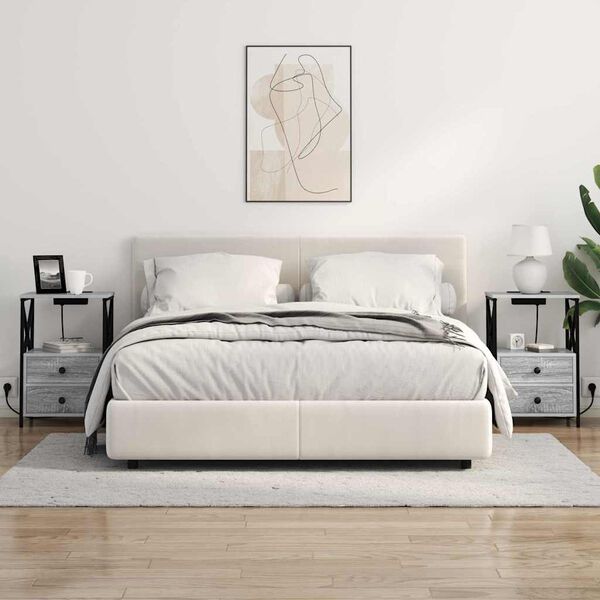 vidaXL Bedside Cabinet Grey Sonoma 15.75 x 12.20 x 23.62 in