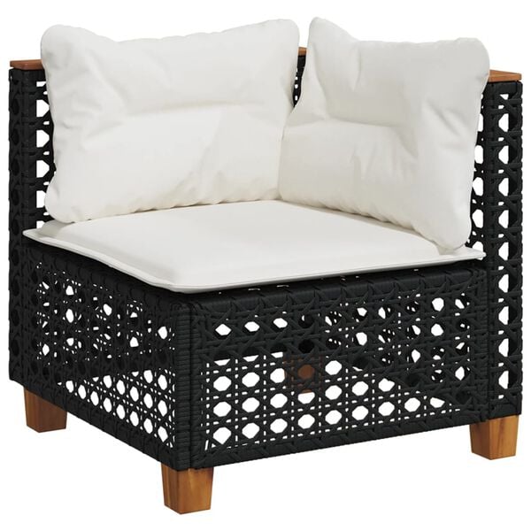 vidaXL Garden Sofa Set Black and Cream White
