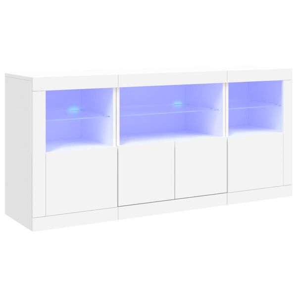 vidaXL Sideboard White Engineered wood, glass Medium Sideboard