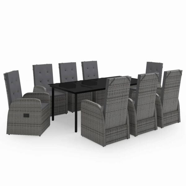 vidaXL Garden Dining Set Grey