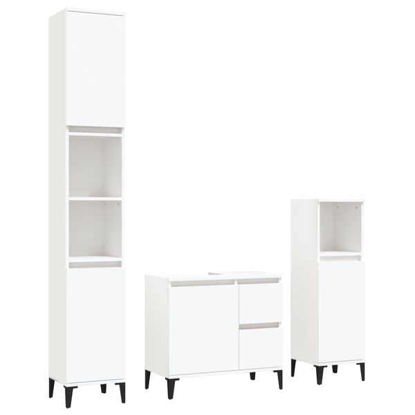 vidaXL Bathroom Furniture Set White Engineered wood, metal Large