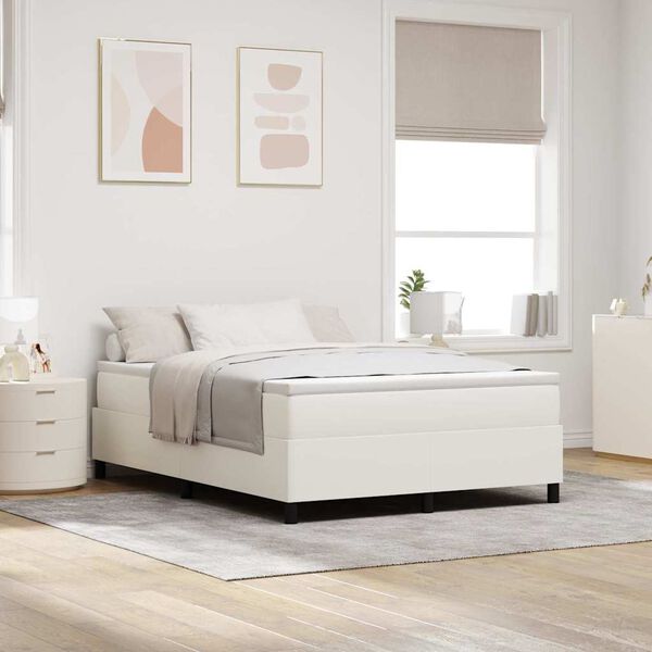 vidaXL Platform Bed Frame Cream 55.12 x 74.80 in Fabric