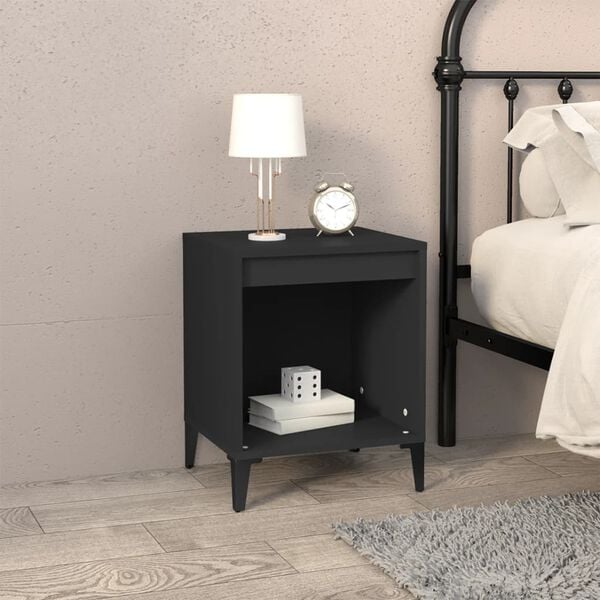 vidaXL Bedside Cabinet Black Engineered wood Medium Bedside Cabinet