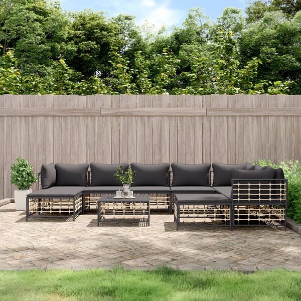 vidaXL Garden Lounge Set Set of 10 Anthracite