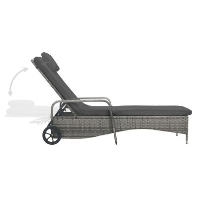 vidaXL Sun Lounger with Wheels Poly Rattan Anthracite